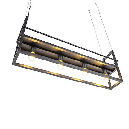 Qazqa Cage Rack Pendelleuchte Industrie Stahl schwarz 4-flammig