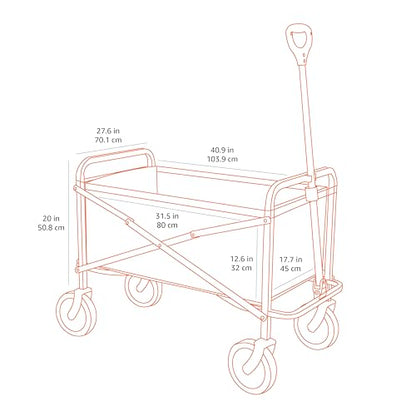 Amazon Basics Faltbarer Bollerwagen Garten mit Abdeckung Schwarz