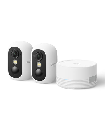 eufy eufyCam C35 Überwachungskamera, 2er-Pack, Farbnachtsicht, weiss – kabellose Kamera für innen und aussen