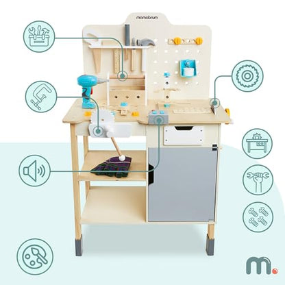 mamabrum Grosse Holzwerkstatt XXL - Kinder Holzwerkbank