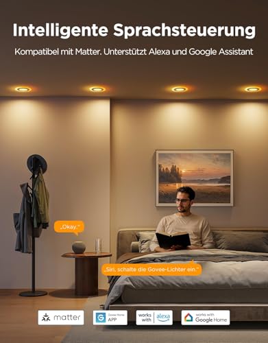 Govee Smart Einbaustrahler RGBWW LED Spot Matter Alexa 4er-Pack