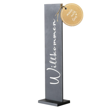 TOPANBIETER 999 Willkommensschild Dekoaufsteller Metall 77 cm schwarz