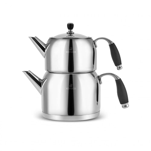 Karaca Stella Teekessel-Set Edelstahl 18/10, 2 l & 1 l, Induktion – polierte Oberfläche, hitzebeständige Griffe
