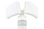 HUBER LED Strahler Bewegungsmelder 2x20W 360° - weiss. Weisser Doppel-Strahler mit PIR-Sensor für automatische Aussenbeleuchtung.