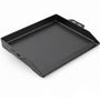 GFTIME Gusseisen Grillplatte 48 x 36 cm, Plancha mit Fettauffangrinne – rechteckig, mit beidseitigen Griffen
