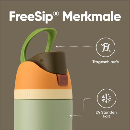 Owala FreeSip Trinkflasche Edelstahl mit Strohhalm 710 ml, Camo Cool