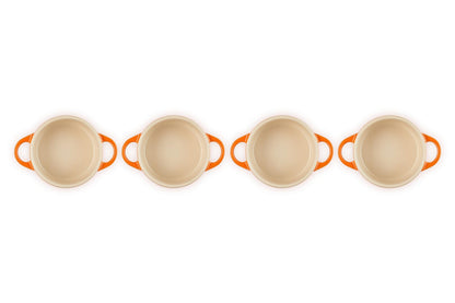 Le Creuset Mini Cocottes 4er-Set Steinzeug - Ofenrot 200 ml