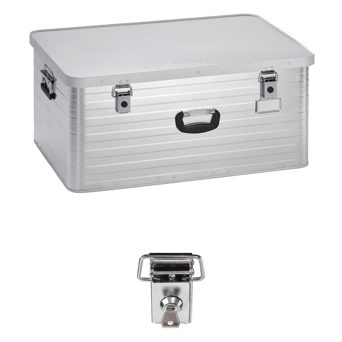 Enders Alubox 130 Liter Transport- Lagerbox - Schloss Set: Silberne, rechteckige Box für sicheren Transport & Lagerung, inkl. Schloss.