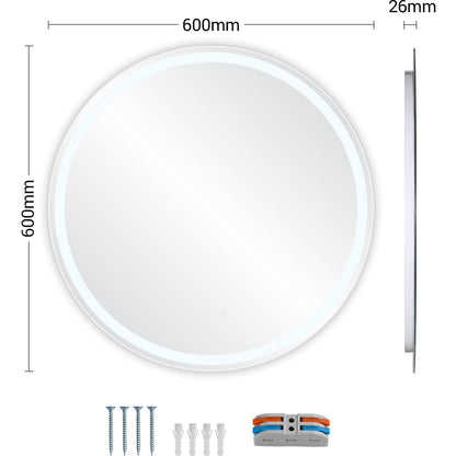 Clevich Runder Badspiegel 60 cm mit LED Beleuchtung dimmbar