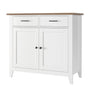 HOCSOK Küchenschrank Landhaus – Sideboard 2 Türen, 2 Schubladen. Weißer Landhausschrank für Stauraum für Küchenutensilien.