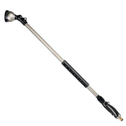 RESTMO Giessstab 92 cm aus Metall, Gartenbrause mit 10 Sprühmustern – langes Aluminiumrohr, schwenkbarer Sprühkopf