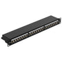 FGB CAT 7 Patchpanel 24 Port RJ45 - Geschirmt 19 Zoll. Silbernes 19-Zoll-Patchfeld zur strukturierten Netzwerkverkabelung.