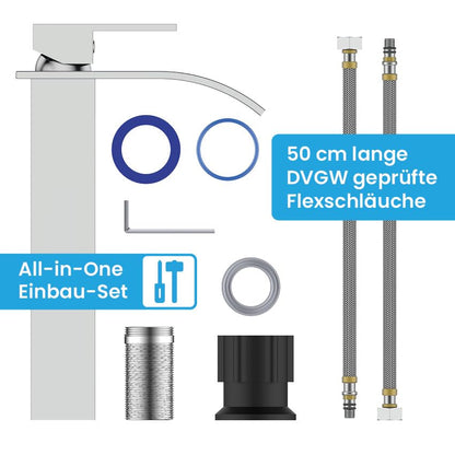 Bächlein Badarmatur Tamina Einhebelmischer - Wasserfall-Design Chrom