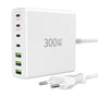 FINIBO S10 300W USB-C Ladegerät 7-Port, 4x USB-C, 3x USB-A weiss, kompaktes Desktop-Netzteil
