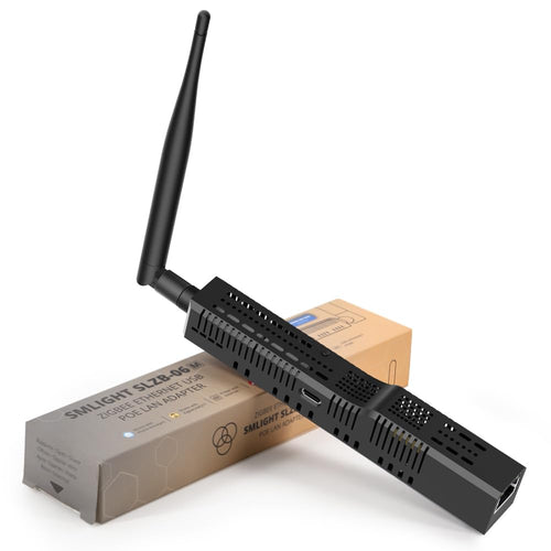 LOAMLIN SMLIGHT SLZB-06M Zigbee 3.0 Gateway – Ethernet & WiFi PoE. Kompaktes, schwarzes Gehäuse. Verbindet Zigbee-Geräte via Ethernet/WiFi PoE mit Ihrem Smart Home Netzwerk.