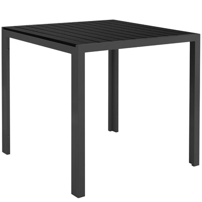 LIFERUN Gartentisch D-058, Aluminium WPC Balkontisch 75x75 cm Schwarz