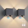 Klighten LED Wandleuchte Bewegungsmelder Innen Aussen Anthrazit 2er Set. Rechteckig. Beleuchtet bei Bewegung.