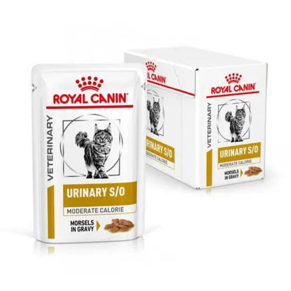 Royal Canin Veterinary Urinary s/o Moderate Calorie Katze 4x12x85g. Feuchtfutter, bräunlich. Für Harnwege & Kalorienkontrolle.