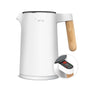 Midea Edelstahl Wasserkocher mit Temperatureinstellung 1,5 L weiss mit holzfarbenem Griff