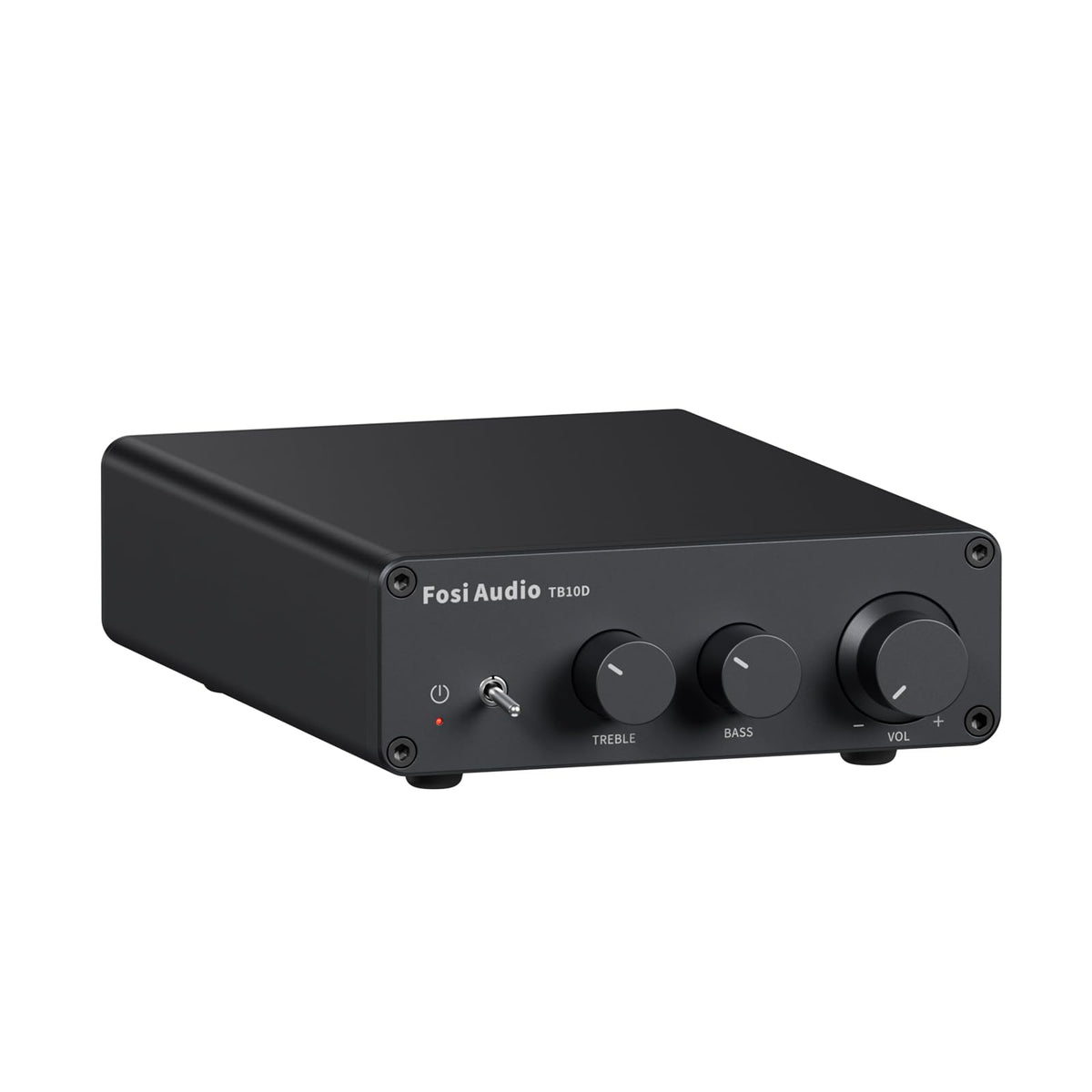 Fosi Audio TB10D 600W 2-Kanal Mini HiFi Stereo Verstärker. Schwarz, rechteckig. Verstärkt Stereo-Audio für passive Lautsprecher.