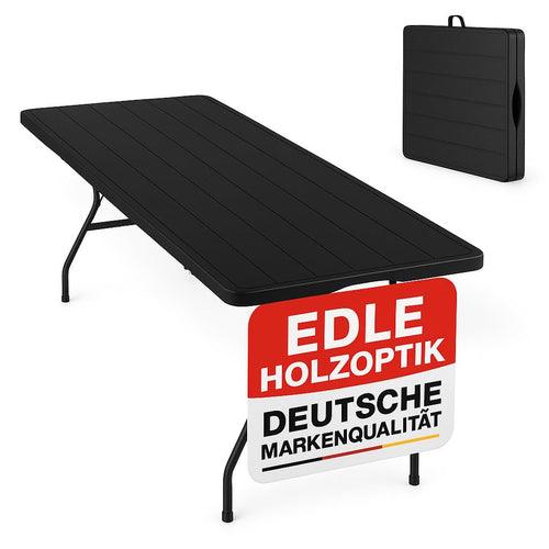 Onbest Holz Optik Klapptisch Gartentisch – gross, Kunststoff/Alu. Rechteckig, klappbar. Für flexible Anwendungen im Garten/Balkon.
