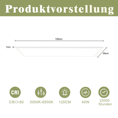 ZMH LED Panel Deckenleuchte 120x30cm 40W Dimmbar Weiss
