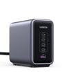 UGREEN Nexode 300W USB C Ladegerät 5 Ports GaN PD 3.1. Schwarz, blockförmig. Lädt 5 USB-C Geräte gleichzeitig.