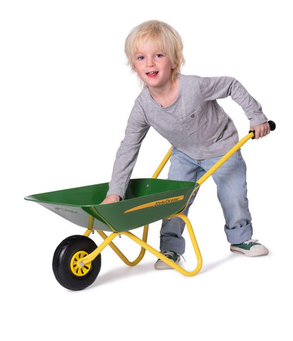 Rolly Toys John Deere Kinderschubkarre mit Metallschüssel, grün