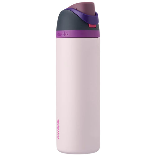 Owala FreeSip Trinkflasche Edelstahl mit Strohhalm 710 ml Dreamy Field, Druckknopfdeckel und Trageschlaufe