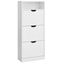 VASAGLE Schuhkipper LBC046W01 3 Klappen - Wolkenweiss. Rechteckiger Schrank zur vertikalen, platzsparenden Schuhaufbewahrung im Flur.