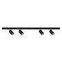 BRILONER Schienensystem Rail Starterset – 4 Spots 1.5m Schwarz. Schwarzes 1.5m Schienensystem mit vier schwenkbaren Spots zur flexiblen, gerichteten Beleuchtung.