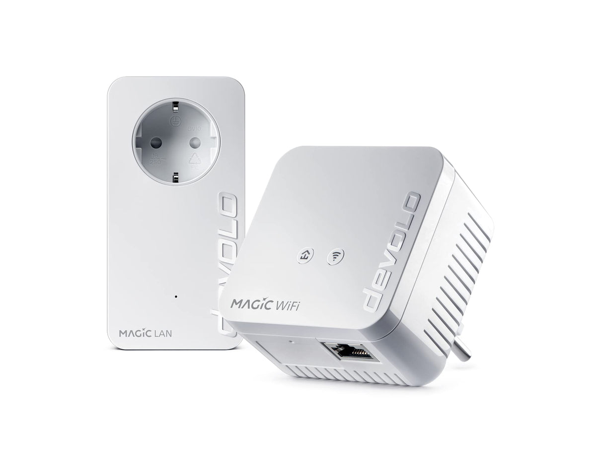 devolo Magic 1 1200 WiFi Mini Powerline Starterkit für Heimnetzwerk – Weiss. Adapter für WLAN-Erweiterung im Heimnetz.