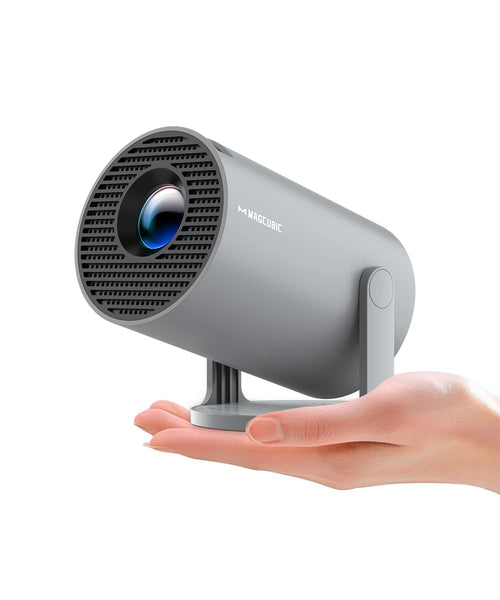 Magcubic Mini Beamer, 4K unterstützt, WiFi 6 & BT 5.4, Grau – kompakter Projektor mit 180° drehbarem Design