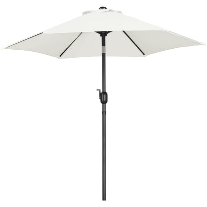 Yaheetech Sonnenschirm Ø 230 cm, knickbar, Gartenschirm rund, Creme – Polyesterbespannung mit Windöffnung und 6 Rippen