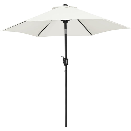 Yaheetech Sonnenschirm Ø 230 cm, knickbar, Gartenschirm rund, Creme – Polyesterbespannung mit Windöffnung und 6 Rippen