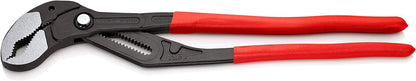 KNIPEX Cobra XXL Wasserpumpenzange 560 mm - 87 01 560, grau phosphatiert, rote Griffe. Greift selbstklemmend Rohre und Muttern mittels durchgestecktem Gelenk.