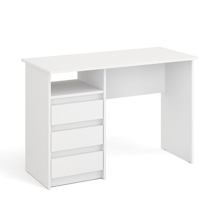 KOMTO Oslo Schreibtisch mit Schubladen. Weiss, 110x50 cm. Bietet rechteckige Arbeitsfläche und Stauraum für Büroorganisation.