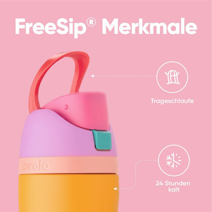 Owala FreeSip Trinkflasche Edelstahl isoliert mit Strohhalm, 710 ml