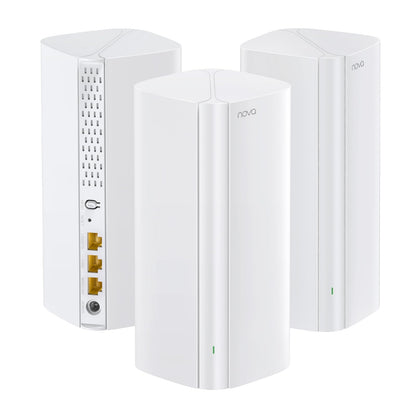 Tenda Nova MX12 Mesh WLAN System AX3000 Wi-Fi 6 - 3er Pack. Drei weiße Würfel für flächendeckendes Wi-Fi 6 Heimnetzwerk.