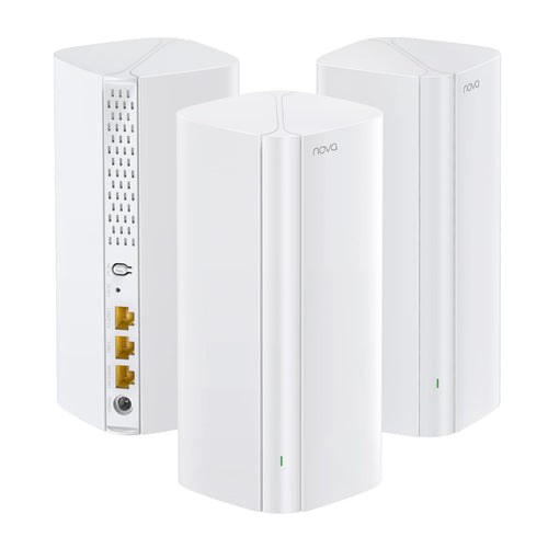 Tenda Nova MX12 Mesh WLAN System AX3000 Wi-Fi 6 - 3er Pack. Drei weiße Würfel für flächendeckendes Wi-Fi 6 Heimnetzwerk.
