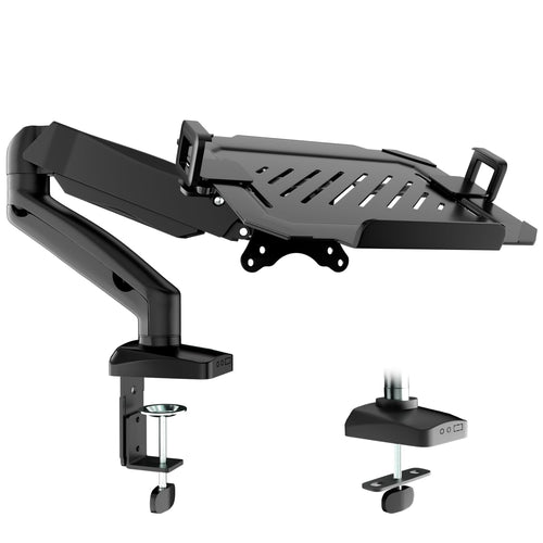 PUTORSEN Monitor Arm Laptop Halterung – 17-32" Monitor, 17" Laptop. Tischmontage, flexibel höhenverstellbar.