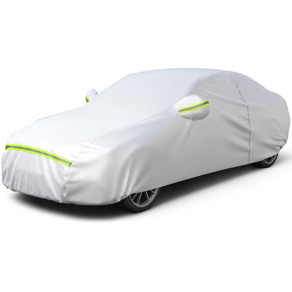 Favoto Autoabdeckung Vollgarage für Limousinen 450-495 cm, silber, Oxford-Gewebe mit Reflexstreifen