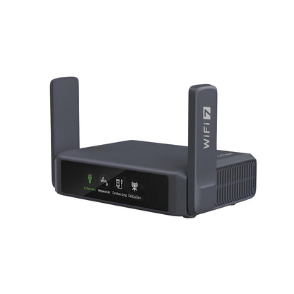 GL.iNet GL-BE3600 Slate 7 Reise-Router - WiFi 7, kompakt, rechteckig, dunkelgrau. Teilt schnell & sicher WiFi 7 Internet für unterwegs.