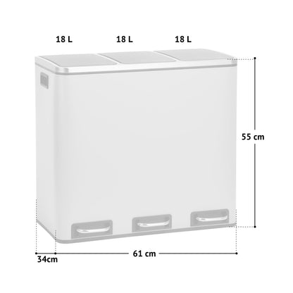 SVITA TM3X18 Mülleimer 3 Fächer 54L Mülltrennung weiss