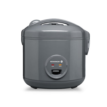 REISHUNGER Reiskocher & Dampfgarer Keramik 1.2L - Grau. Zylindrischer, grauer Reiskocher zum Reiskochen und Dämpfen.