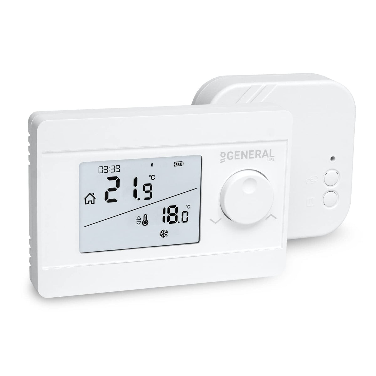 Mi 250S RF Funk-Thermostat Raumregler Set - Fussbodenheizung. Weiß, rechteckig. Regelt Raumtemperatur von Fussbodenheizungen.