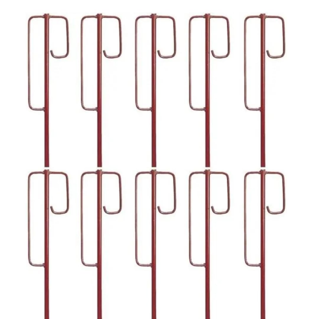 KRUSE Laterneneisen mit UVV-Bügel, Absperrhalter, 125 cm, 10 Stück, rot tauchlackiert, mit angeschmiedeter Spitze