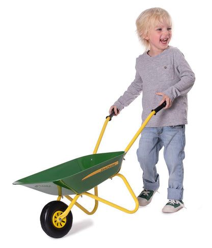 Rolly Toys John Deere Kinderschubkarre mit Metallschüssel, grün