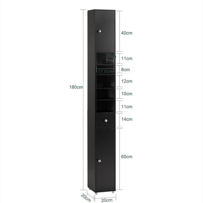 SoBuy Badzimmerschrank Schmal BZR34-II-SCH – Schwarz