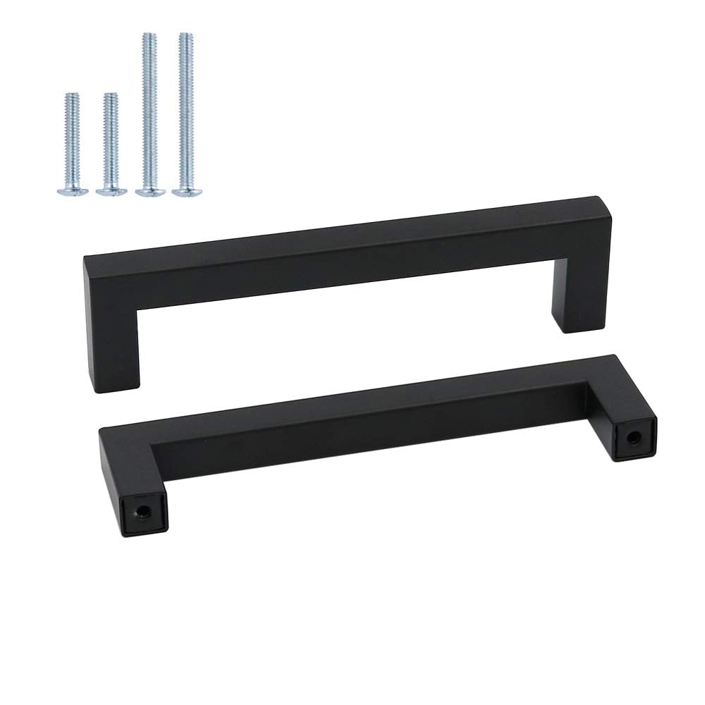 Goldenwarm Möbelgriffe Edelstahl, schwarz, 160 mm, 15 Stück – quadratische Stangengriffe für Schränke und Schubladen
